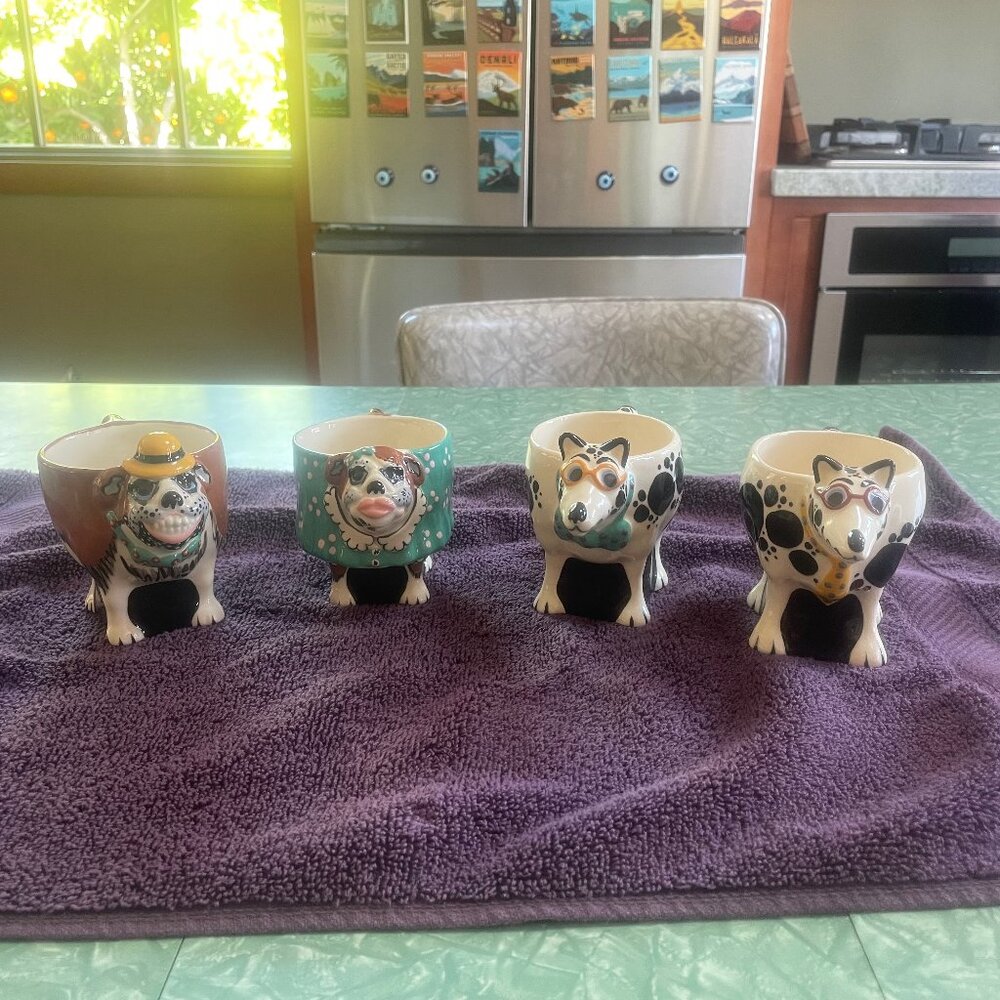 Tom Hatton Vintage Dog Mugs, Signed